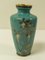 19th Century Japanese Fine Meiji Cloisonne Silver Wire Turquoise Teal Vase, Image 2