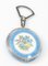 Blaue Guilloche Emaille Floral und Sterling Silber Make-up Kompakt, Anfang 20. Jh. 2