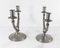 Mid-Century Modernist Art Deco Influenced Pewter Candelabra Candlesticks, Set of 2 4