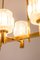 Lámpara de araña de latón dorado y vidrio moldeado, años 60, Imagen 5