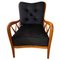 1950s Paolo Buffa Cherry Wood and Black Velvet Armchairs by Paolo Buffa 1
