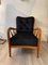 1950s Paolo Buffa Cherry Wood and Black Velvet Armchairs by Paolo Buffa 3