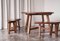 Scandinavian Rustic Dining Table and Benches in Pine, 1920s, Set of 3 5