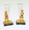 French Ormolu Cherub Figurine Glass Vases, Set of 2 1