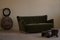 Modernes dänisches Mid-Century 3-Sitzer Sofa aus grünem Samt von Fritz Hansen, 1940er 8