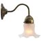 French Frosted Glass & Brass Flower Wall Lamp 4