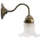 French Frosted Glass & Brass Flower Wall Lamp 1