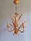 Lámpara de araña Hollywood Regency de metal dorado, años 60, Imagen 3