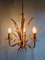Lámpara de araña Hollywood Regency de metal dorado, años 60, Imagen 2