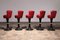 Captains Bar Chairs with Red Leather Upholstery and Steel Bases, 1970, Set of 5, Image 11