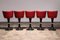 Captains Bar Chairs with Red Leather Upholstery and Steel Bases, 1970, Set of 5 7