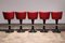 Captains Bar Chairs with Red Leather Upholstery and Steel Bases, 1970, Set of 5, Image 7