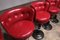 Captains Bar Chairs with Red Leather Upholstery and Steel Bases, 1970, Set of 5 8