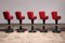 Captains Bar Chairs with Red Leather Upholstery and Steel Bases, 1970, Set of 5 3