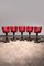 Captains Bar Chairs with Red Leather Upholstery and Steel Bases, 1970, Set of 5 2