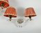 Brass & Acrylic Glass Double Arm Sconces with Shades, France, 1970, Set of 2 1