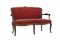 Banco de sofá vintage tapizado en rojo, Imagen 1