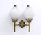 Large Vintage Two-Light Opaline Glass and Brass Sconce by Arredoluce, 1950s, Image 1