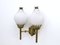 Large Vintage Two-Light Opaline Glass and Brass Sconce by Arredoluce, 1950s 2