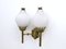 Large Vintage Two-Light Opaline Glass and Brass Sconce by Arredoluce, 1950s, Image 2