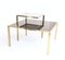 Postmodern Square Brass Coffee Table with Glass Shelf and Mirrored Top, 1980s 2