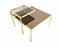 Postmodern Square Brass Coffee Table with Glass Shelf and Mirrored Top, 1980s 5