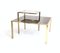 Postmodern Square Brass Coffee Table with Glass Shelf and Mirrored Top, 1980s 4