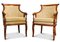 William IV Bergere Armchairs with Cream Damask Upholstery, 1990s, Set of 2 1