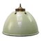 Vintage Brass and Enamel Pendant Light with Opaline Glass 2