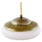 French Art Deco Glass & Brass Ceiling Pendant, 1950s, Image 1