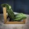 Mid-Century Armchair & Footstool Green Fabric with Oak, Image 6