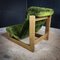 Mid-Century Armchair & Footstool Green Fabric with Oak, Image 7