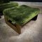 Poltrona e poggiapiedi Mid-Century in tessuto verde e quercia, Immagine 5