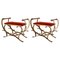 Gilded Wrought Iron Curule Stools with Seats, Early 20th Century, Set of 2, Image 1