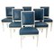 French Dining Chairs in Painted Wood & Blue Skai, 1960s, Set of 6, Image 1