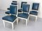 French Dining Chairs in Painted Wood & Blue Skai, 1960s, Set of 6 4