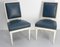 French Dining Chairs in Painted Wood & Blue Skai, 1960s, Set of 6 6