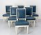 French Dining Chairs in Painted Wood & Blue Skai, 1960s, Set of 6, Image 2