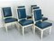 French Dining Chairs in Painted Wood & Blue Skai, 1960s, Set of 6 3