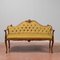 Sofa in Yellow Velvet and Carved Wood, 1970s, Image 1