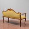 Sofa aus gelbem Samt & geschnitztem Holz, 1970er 7