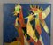 Jean Billecocq, Composición moderna con gallos, años 60, óleo sobre lienzo, Imagen 2