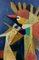 Jean Billecocq, Composición moderna con gallos, años 60, óleo sobre lienzo, Imagen 6