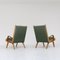 Ash and Green Fabric Armchairs, 1950s, Set of 2 9
