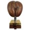 Escultura doble de coco sobre soporte de latón, Francia, años 70, Imagen 1
