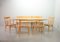 Chaises de Salle à Manger Scandinaves en Bois de Hêtre avec Assises en Osier Rush et Grande Table à Rallonge dans le style d'Arno Lambrecht, Allemagne, 1950s, Set de 7 3