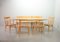 Sillas de comedor escandinavas de madera de haya con asientos de mimbre y mesa extensible grande en estilo de Arno Lambrecht, Alemania, años 50. Juego de 7, Imagen 3
