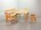 Scandinavian Beechwood Spindle Back Dining Chairs with Rush Wicker Seatings and Large Extendable Table in style of Arno Lambrecht, Germany, 1950s, Set of 7 24