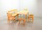 Chaises de Salle à Manger Scandinaves en Bois de Hêtre avec Assises en Osier Rush et Grande Table à Rallonge dans le style d'Arno Lambrecht, Allemagne, 1950s, Set de 7 2
