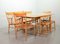 Chaises de Salle à Manger Scandinaves en Bois de Hêtre avec Assises en Osier Rush et Grande Table à Rallonge dans le style d'Arno Lambrecht, Allemagne, 1950s, Set de 7 4
